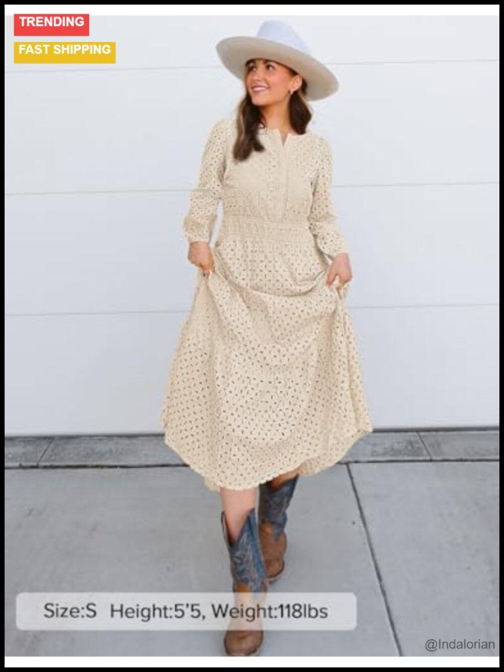 ZESICA Women's Long Sleeve Eyelet Maxi Dress V Neck A Line Flowy - Picture 5 of 6